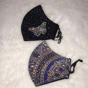 🆕 Two Beautiful face masks with lots of bling!